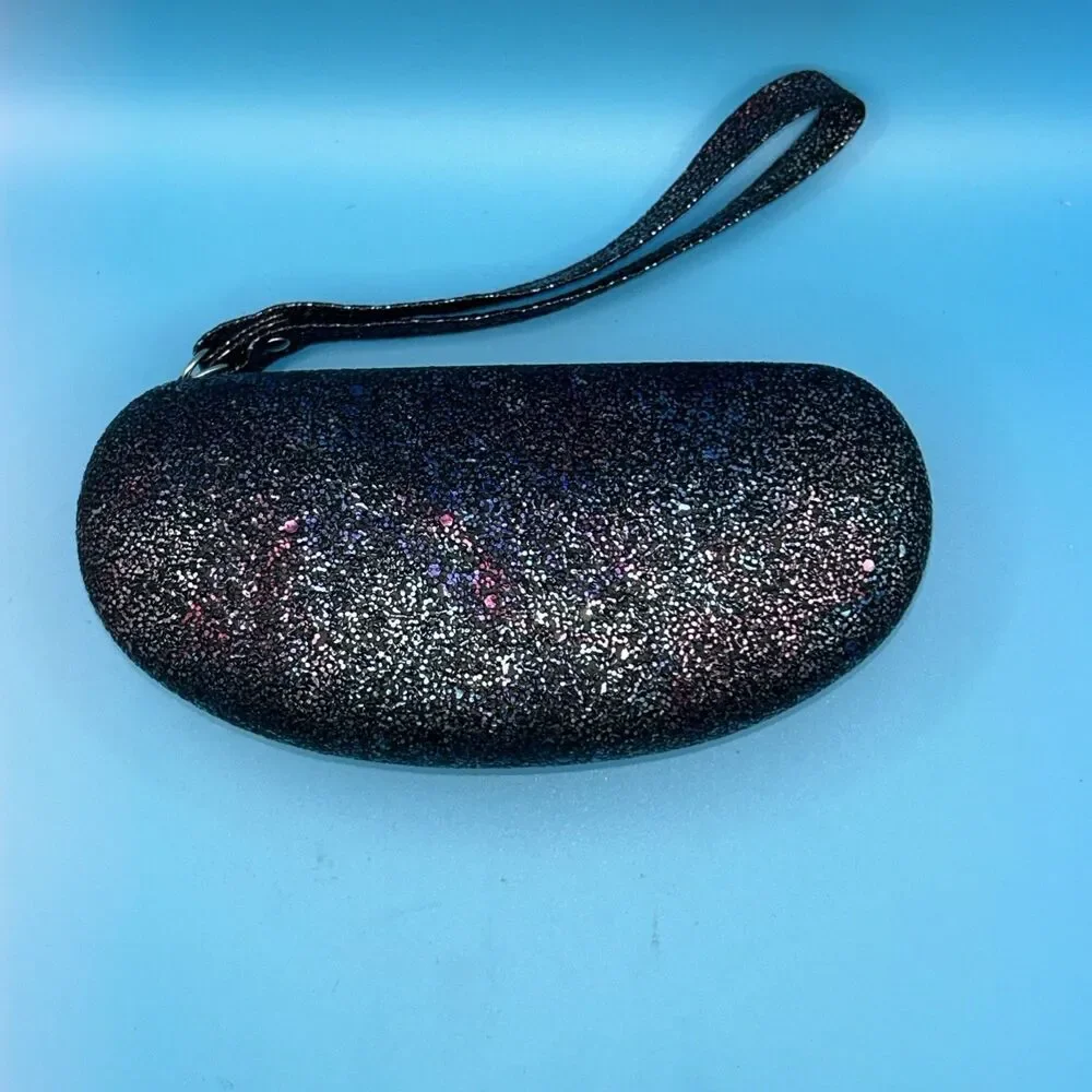 Mirror Sunglasses +Oversized Purple Glitter Glam Clamshell Case Clutch 52-18-140